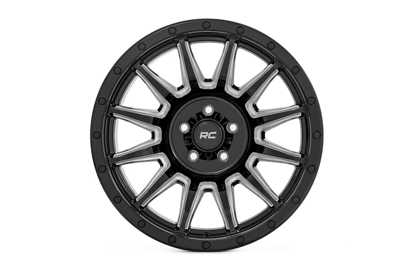 Rough Country - Rough Country 90 Series Wheel/One-Piece/Gloss Black w/machined spokes/20x9/6x5.5/-12mm