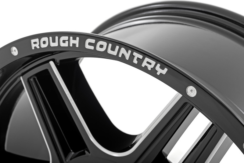 Rough Country - Rough Country 92 Series Wheel/Machined One-Piece/Gloss Black/18x9/5x5/+0mm