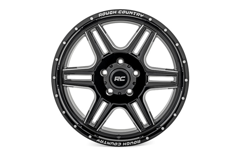 Rough Country - Rough Country 92 Series Wheel/Machined One-Piece/Gloss Black/20x9/5x5.5/+0mm