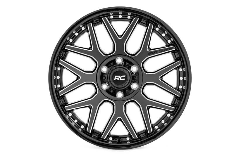 Rough Country - Rough Country 95 Series Wheel/Machined One-Piece/Gloss Black/20x10/6x5.5/-25mm