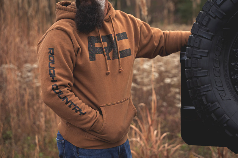 Rough Country - Rough Country Hoodie - RC Topographical Sleeve - Saddle - LG
