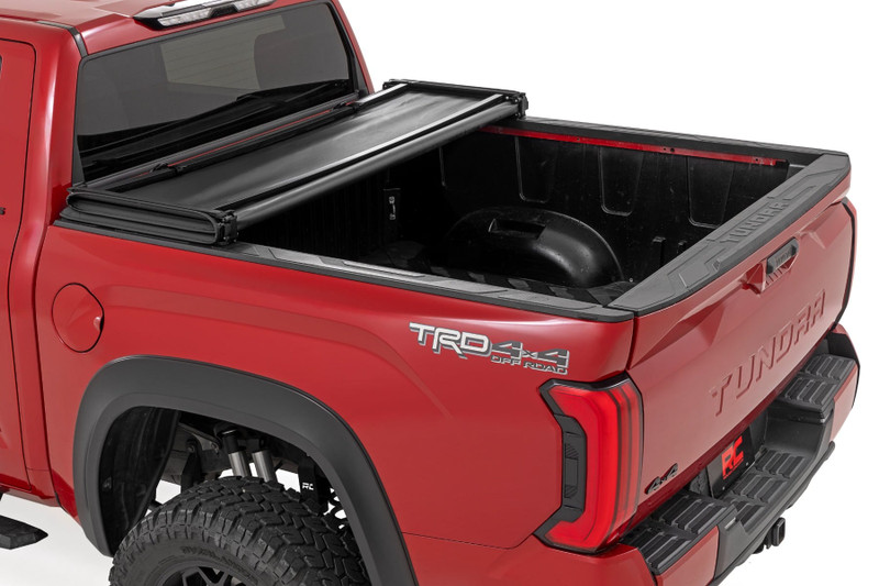 Rough Country - Soft Tri-Fold Bed Cover - 5'7" Bed - with and w/o OE Rail - Toyota Tundra (22-26) - 41419560A
