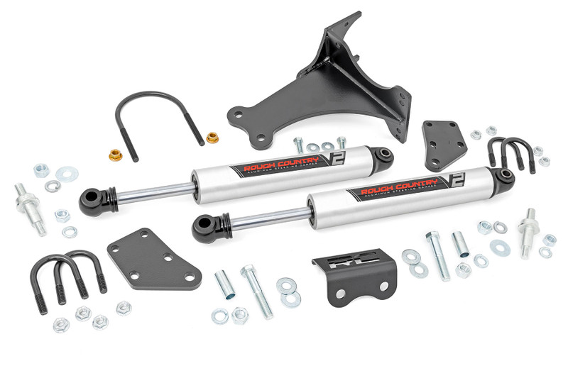 Rough Country - V2 Steering Stabilizer - Dual - 2-8 Inch Lift - Ford F-250/F-350 Super Duty (05-25)