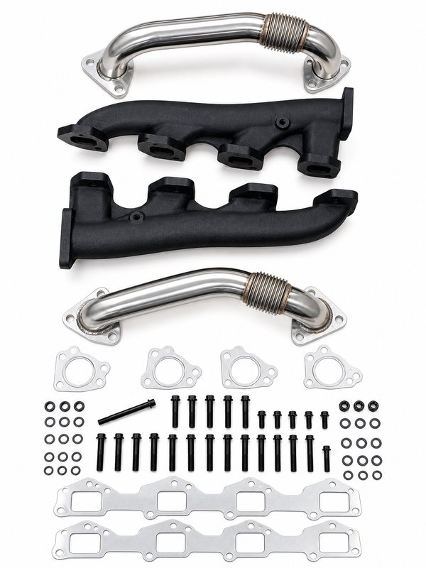 01-04 6.6L Duramax 6.6L Diesel High Flow Exhaust Manifold w/ Turbo Up Pipe Kit