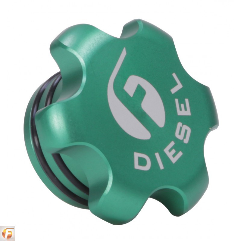 Fleece Performance Green Anodized Billet Fuel Cap For 2013-2018 Cummins