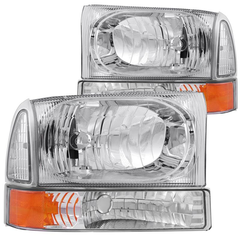 ANZO Chrome Headlights (amber Corner) For 1999-2004 Ford Super Duty * 111081