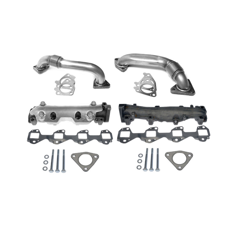 01-04 6.6L Duramax 6.6L Diesel LH & RH Exhaust Manifold With Turbo Up Pipe Kit
