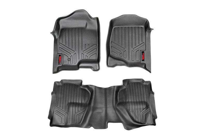 Rough Country Heavy Duty Floor Mats - Front and Rear Combo (Crew Cab Models) M-20713