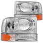 ANZO Chrome Headlights (amber Corner) For 1999-2004 Ford Super Duty * 111081