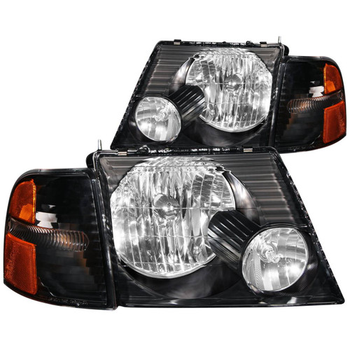 ANZO Crystal Headlight Set Clear Lens Black w/ Amber Housing Honda Civic 06-09 (121546) main image 1