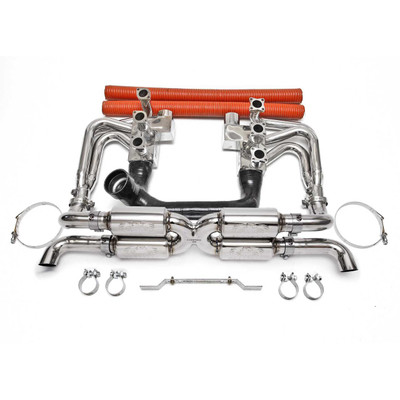 Race system with heat with Quad Resonator - Fabspeed Porsche 993 Carrera RSR Header Muffler Kit (1994-1998)