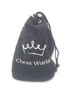 Black Drawstring Chess Pieces Bag closed with pieces