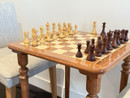 World Championship pieces on Wooden Rex Noir Chess Table - Detail