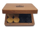 Checkers in wooden box
