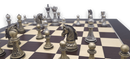 Baroque Staunton Metal 90mm Chess Pieces with 50cm Wenge Chess Board Deluxe - close up