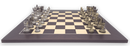 Baroque Staunton Metal 90mm Chess Pieces with 50cm Wenge Chess Board Deluxe - side view