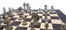 Baroque Staunton Metal 90mm Chess Pieces with 50cm Wenge Chess Board Deluxe - close up