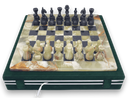 Green Onyx and Black Marble Chess Set in Green Case