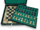 Green Onyx and Black Marble Chess Set in Green Case