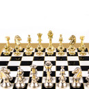 Manopoulos CLASSIC METAL STAUNTON CHESS SET with gold/silver chessmen and bronze chessboard 28cm (S32BLA) pieces