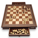 Dal Rossi 50cm Wooden Board with Drawers and Dal Rossi 95mm Sheesham Double Weighted Chess Pieces drawers open
