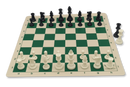 Tournament Chess Set - Double Weighted Pieces & Silicone Roll Up Board Bundle green and white
