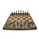 Rex Noir Prestige International Design Metal / Brass Chess Pieces (PRE-INT-83) full set on board