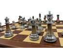 Metal and Marble Look Chess Pieces - Silver and Bronze