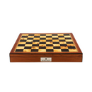 Dal Rossi 50cm Walnut Board with 90mm Metal and Marble look Stem Chess Pieces (L2255DRandDCP15H) board