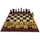 Rex Noir Premium Luxury 4.5" 114mm Padauk / Boxwood Chess Pieces on board