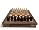 Dal Rossi Isle of Lewis Chess Pieces with 50cm Wooden Chess Board with Storage Drawers - initial position