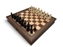 Dal Rossi Isle of Lewis Chess Pieces with 50cm Wooden Chess Board with Storage Drawers - side view