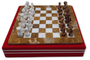 Red Onyx & White Marble Chess Set with Red Case