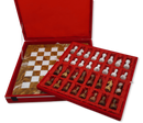 Red Onyx & White Marble Chess Set with Red Case