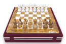 Red Onyx and White Marble Chess Set with Burgundy Case