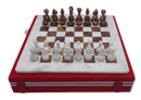Red Onyx & White Marble Chess Set with Red Case