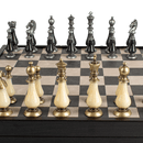 Brass pewter pearl metal chess pieces - detail chessmen