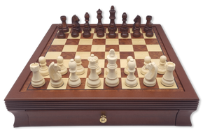 Regal Harmony Storage Chess Set with drawers and wooden Staunton pieces
