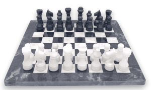 Black Onyx and White Marble INVERTED Chess Set