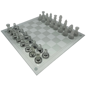 Glass Chess Set 35cm with Clear and Frosted pieces (GS03) Glass Chess Set 35cm with Clear and Frosted pieces (GS03)
