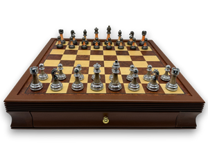 Metal and Marble Look Chess Pieces - Silver and Bronze