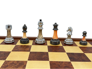 Metal and Marble Look Chess Pieces - Silver and Bronze