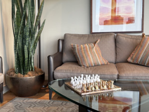 Green marble set in a living room