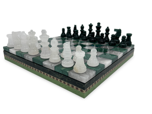 Emerald Ice Modern Alabaster Chess Set with wooden box Emerald Ice Modern Alabaster Chess Set with wooden box