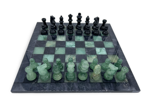 Forest Shadow Classic Alabaster Chess Set - green and black Forest Shadow Classic Alabaster Chess Set - green and black