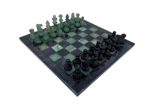 Forest Shadow Classic Alabaster Chess Set side view Forest Shadow Classic Alabaster Chess Set side view