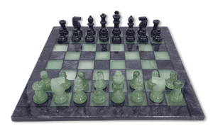 Forest Shadow Classic Alabaster Chess Set - front Forest Shadow Classic Alabaster Chess Set - front
