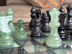 Forest Shadow Classic Alabaster Chess Set - detail