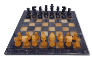 Amber Glow Classic Alabaster Chess Set - orange and black Amber Glow Classic Alabaster Chess Set - orange and black