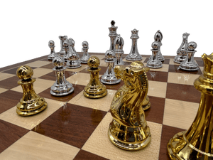 Resin Staunton Pieces with High-Gloss Look - silver and gold